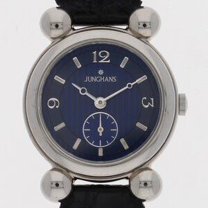 WATCH JUNGHANS JY-707L round blue SS/leather QZ